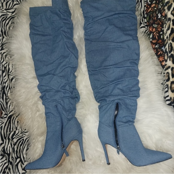 Forever 21 denim Knee-High Boots - Picture 6 of 10